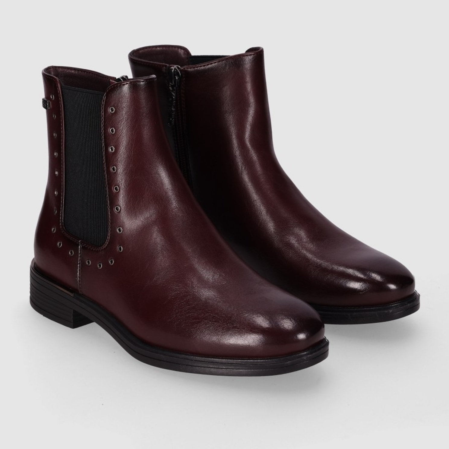 Botines - Vino - Tacón: 3 cm