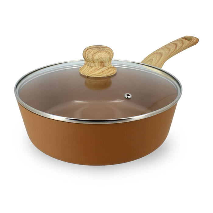 Sauteuse en revêtement céramique 24cm noisette - tous feux COLORAMA
