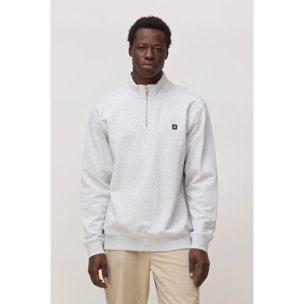 SUDADERA HALF ZIP LOGO LIGHT GREY MELANGE
