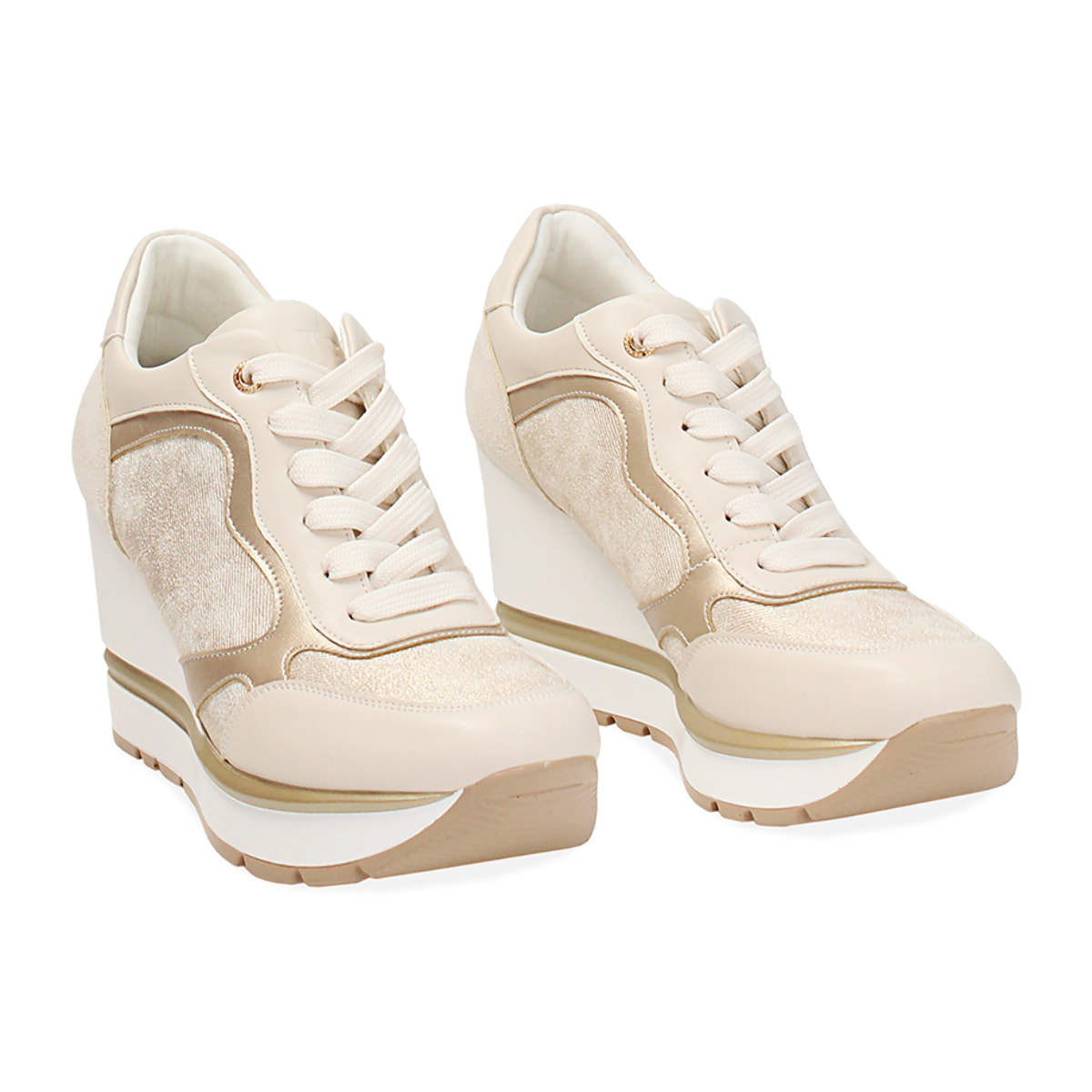 Sneakers donna beige in tessuto