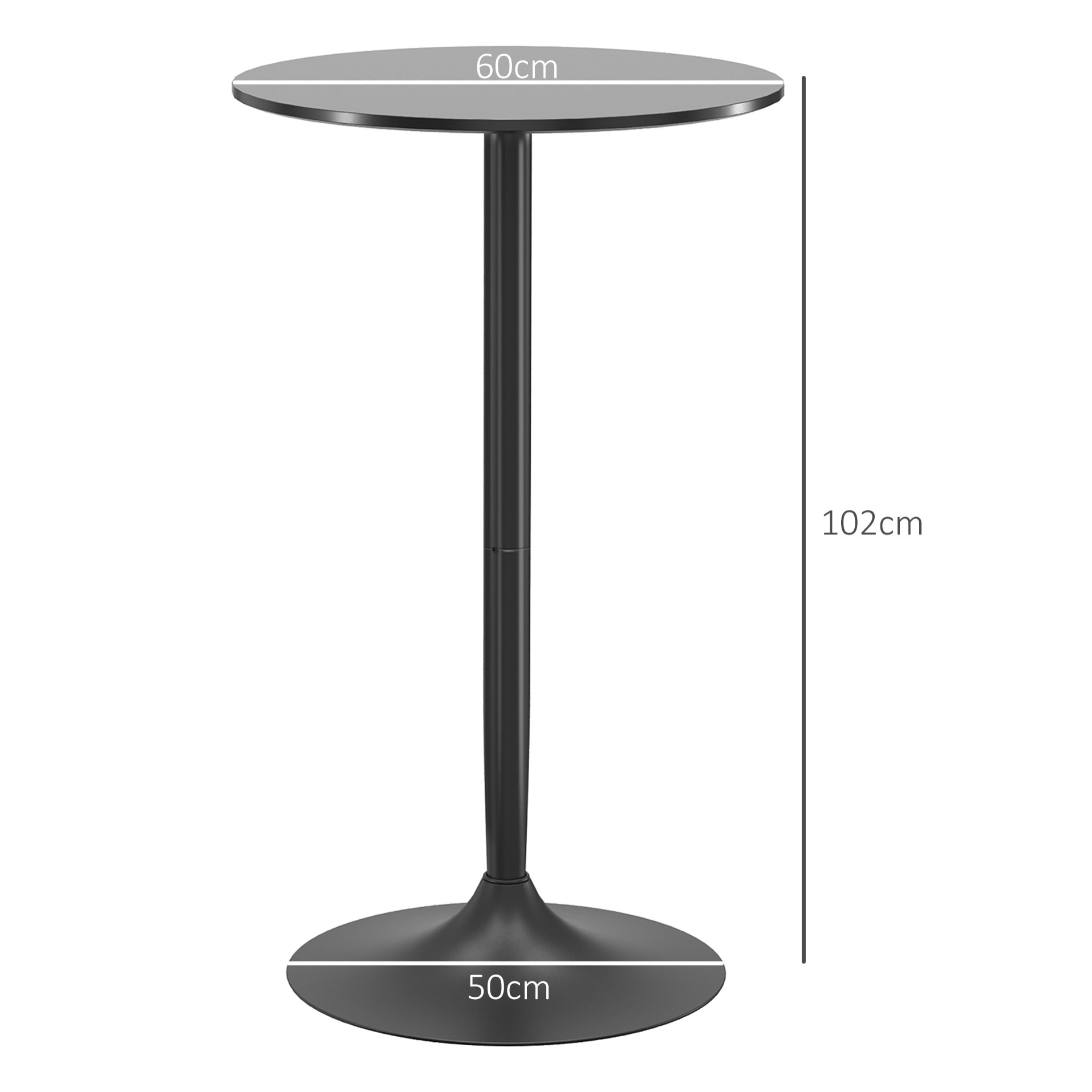 Table de bar ronde style contemporain dim. 60L x 60l x 102H cm noir