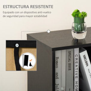 HOMCOM Estantería con 3 Estantes Abiertos y 1 Cerrado con Puerta Librería de Estilo Moderno para Almacenamiento de Libros Juguetes CDs Plantas 40x30x129,5 cm Negro