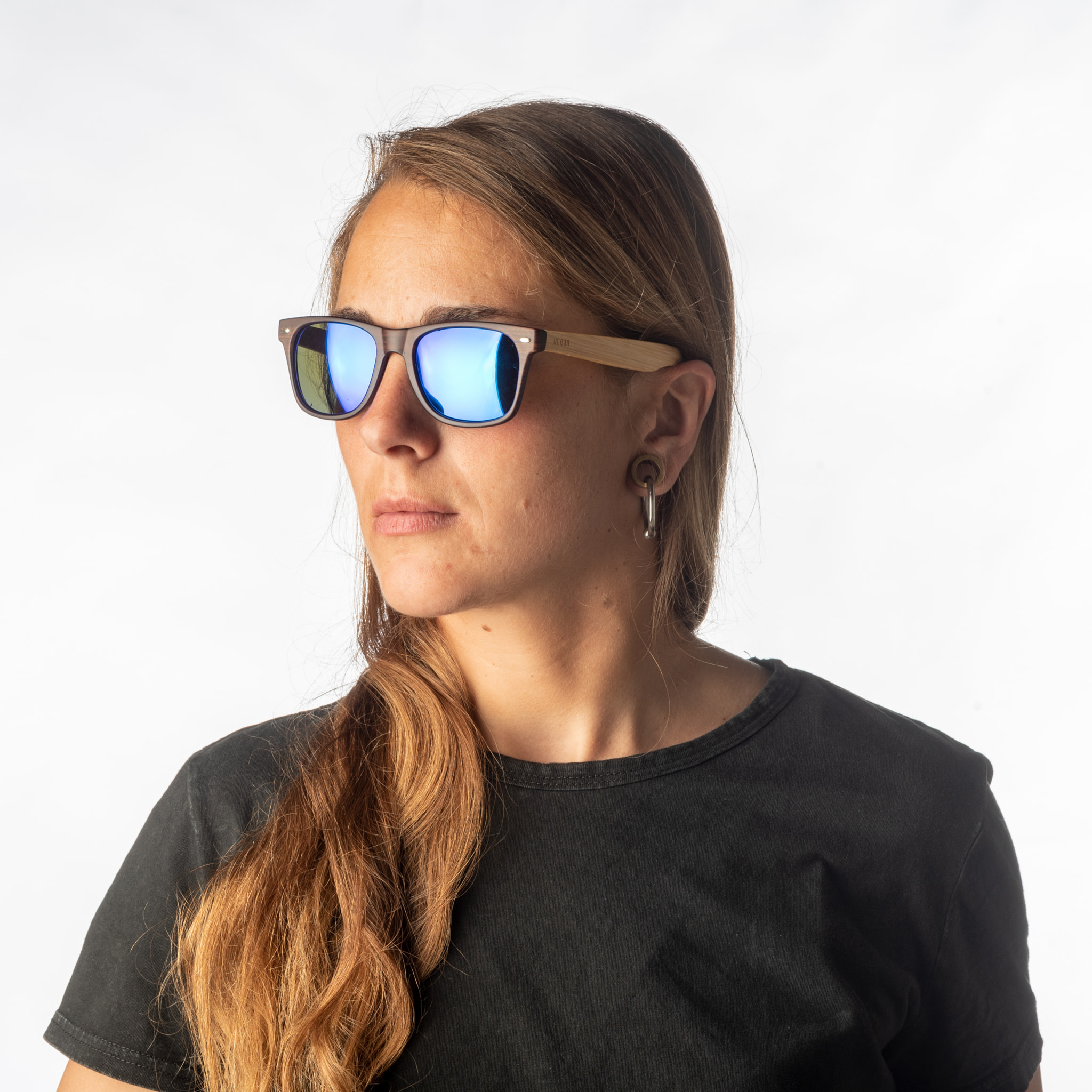 Gafas de sol PALO ALTO NOB HILL - Madera marrón oscuro / Revo azul