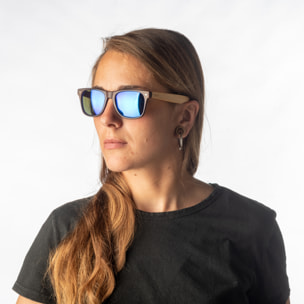 Gafas de sol PALO ALTO NOB HILL - Madera marrón oscuro / Revo azul