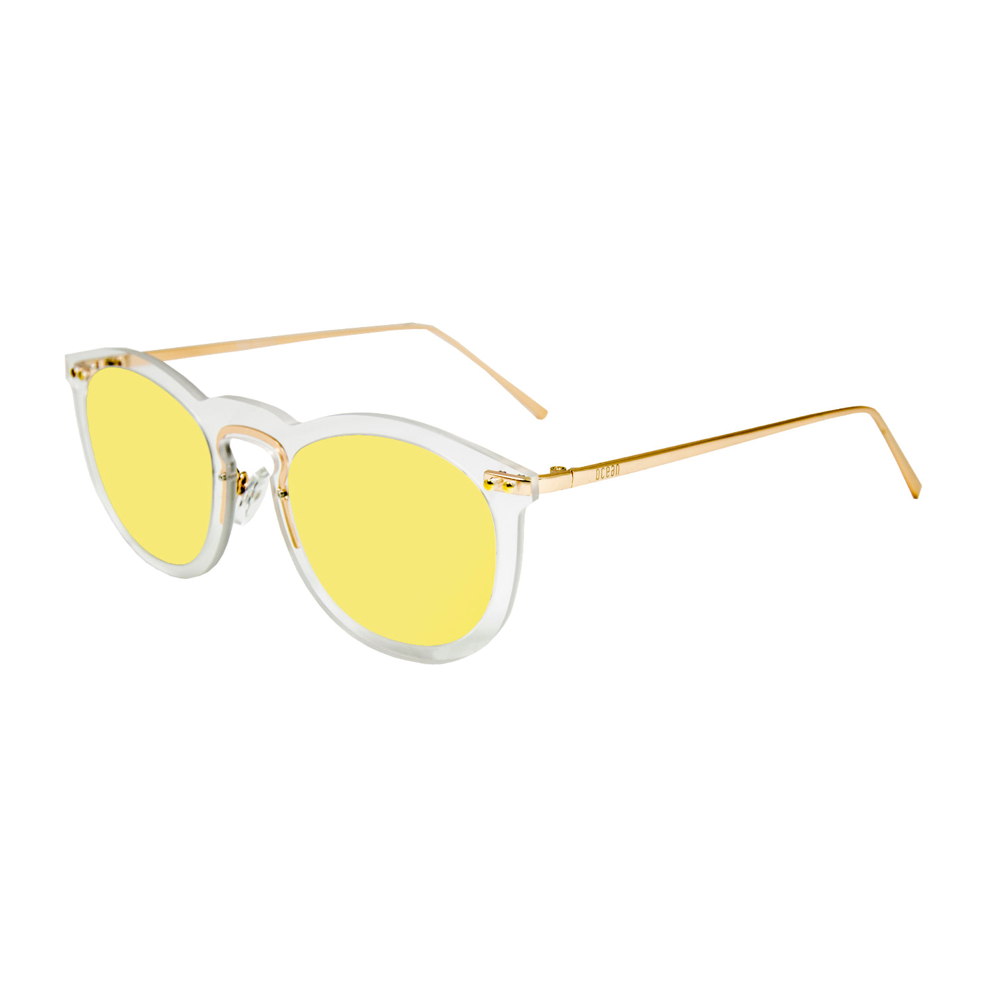 Gafas de sol OCEAN BERLIN - Blanco transparente / De espejo dorado y patillas de metal dorado mate