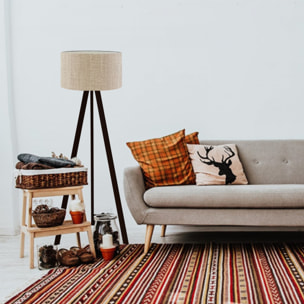 Lámpara de Pie H.140cm en PVC y Madera en color Beige