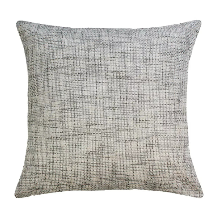 Housse de coussin polyester jeu d'unis beige Tweed naturel