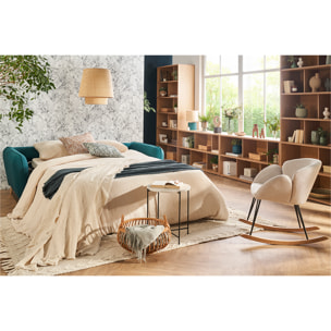 Canapé convertible scandinave 3 places en tissu beige avec matelas 10 cm CREEP