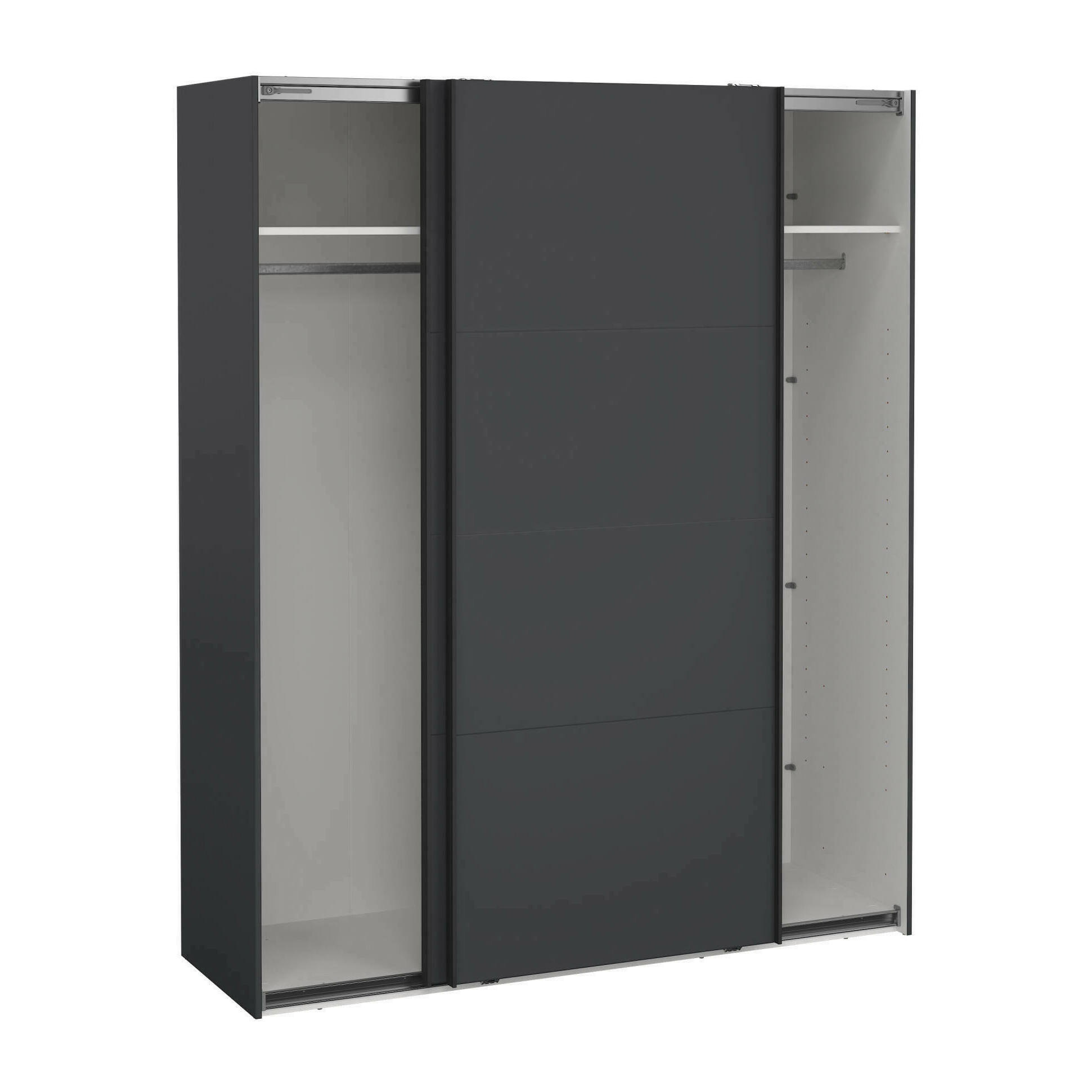 Armadio multiuso 2 ante Gomer, Mobile multifunzionale, Mobiletto scarpiera, Guardaroba porta scarpe, 179x65 h220 cm, Grigio