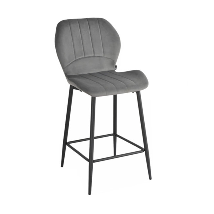 Chaise de bar en velours avec pieds en métal noir - FAUSTINE 2