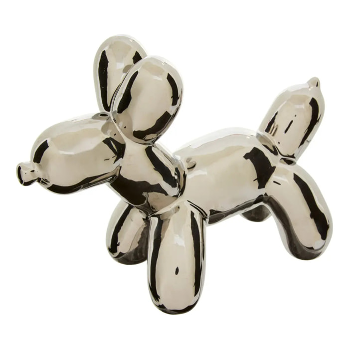 Statuette déco Theo chien pop art H13.5cm argent