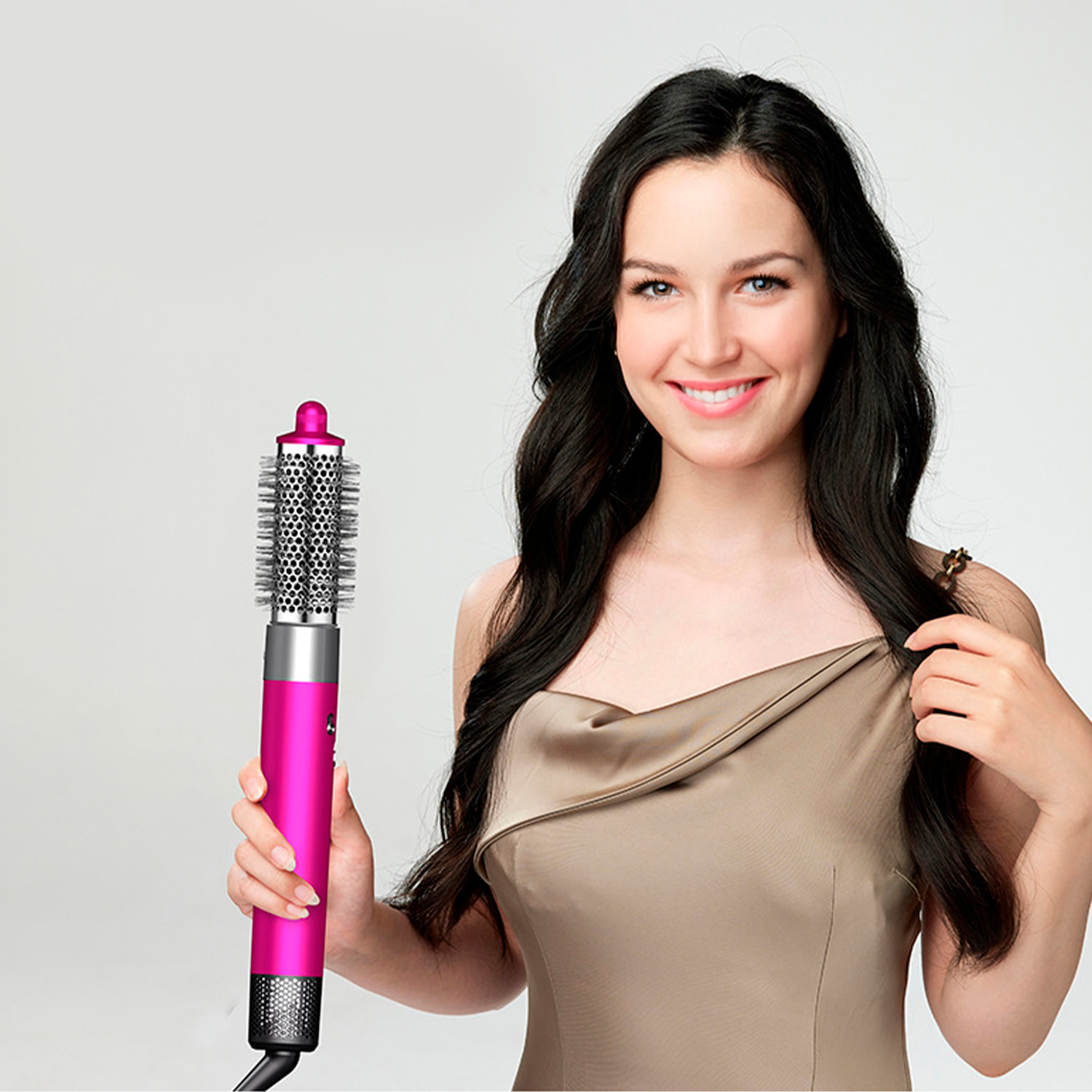 Spazzola ad aria calda professionale 6 in 1 con testine. Tecnologia Airflow con 3 livelli di velocità e 3 livelli di temperatura.