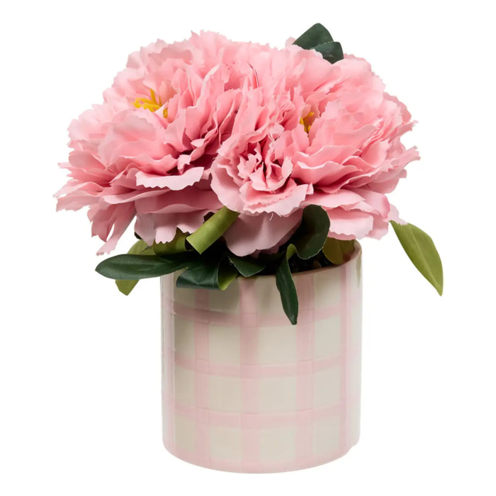 Composition florale artificielle pivoines H21,5 cm