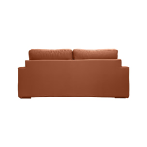 Canapé 3 pl TRESSIN 190 cm fixe tissu coton Terracotta - 100% déhoussable - Fab. France