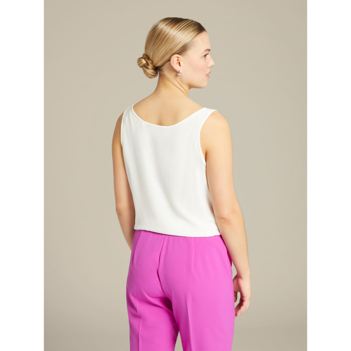 Elena Mirò - Top en crepé chino de viscosa ecológica - Blanco