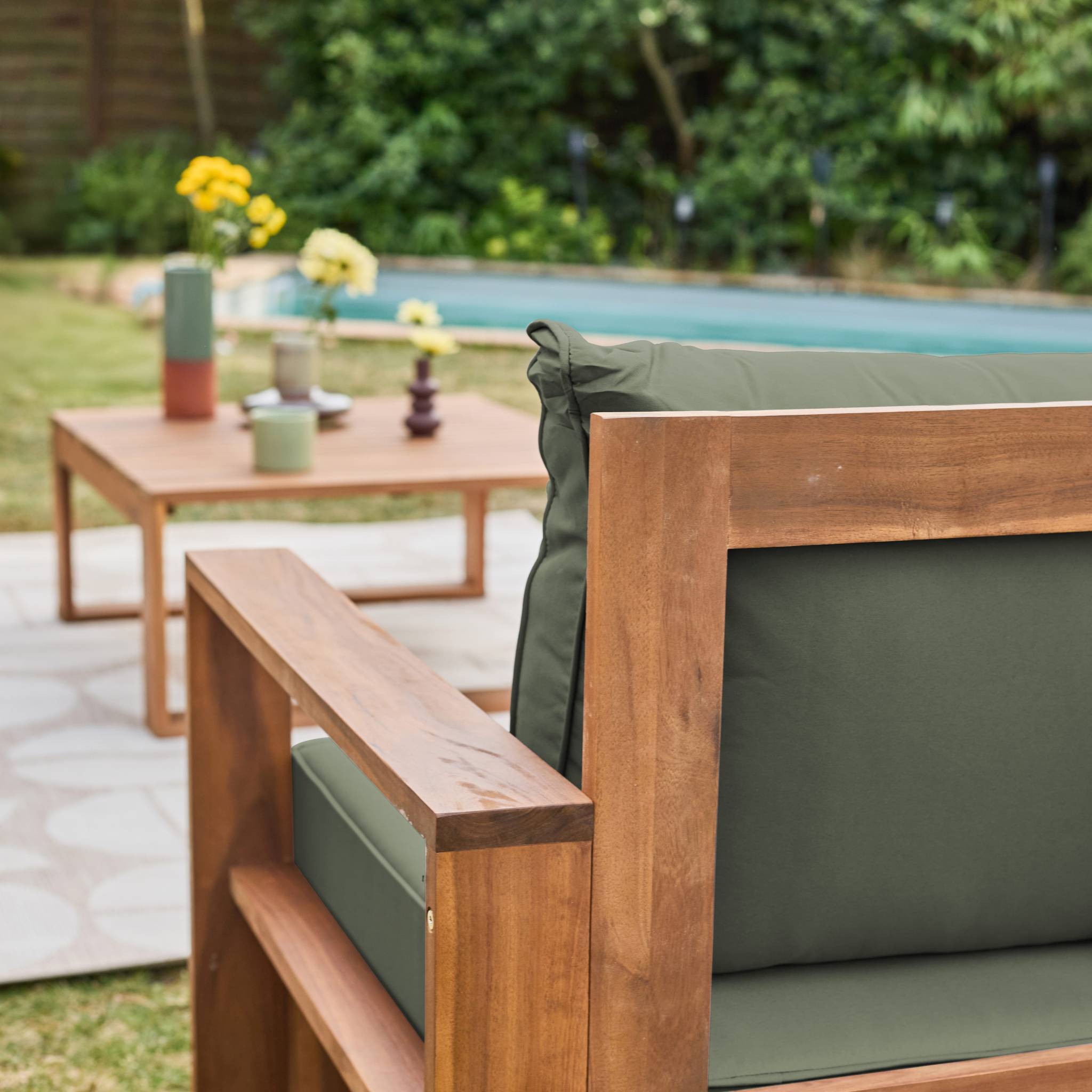 Salon de jardin bois d'acacia 5 places MENDOZA