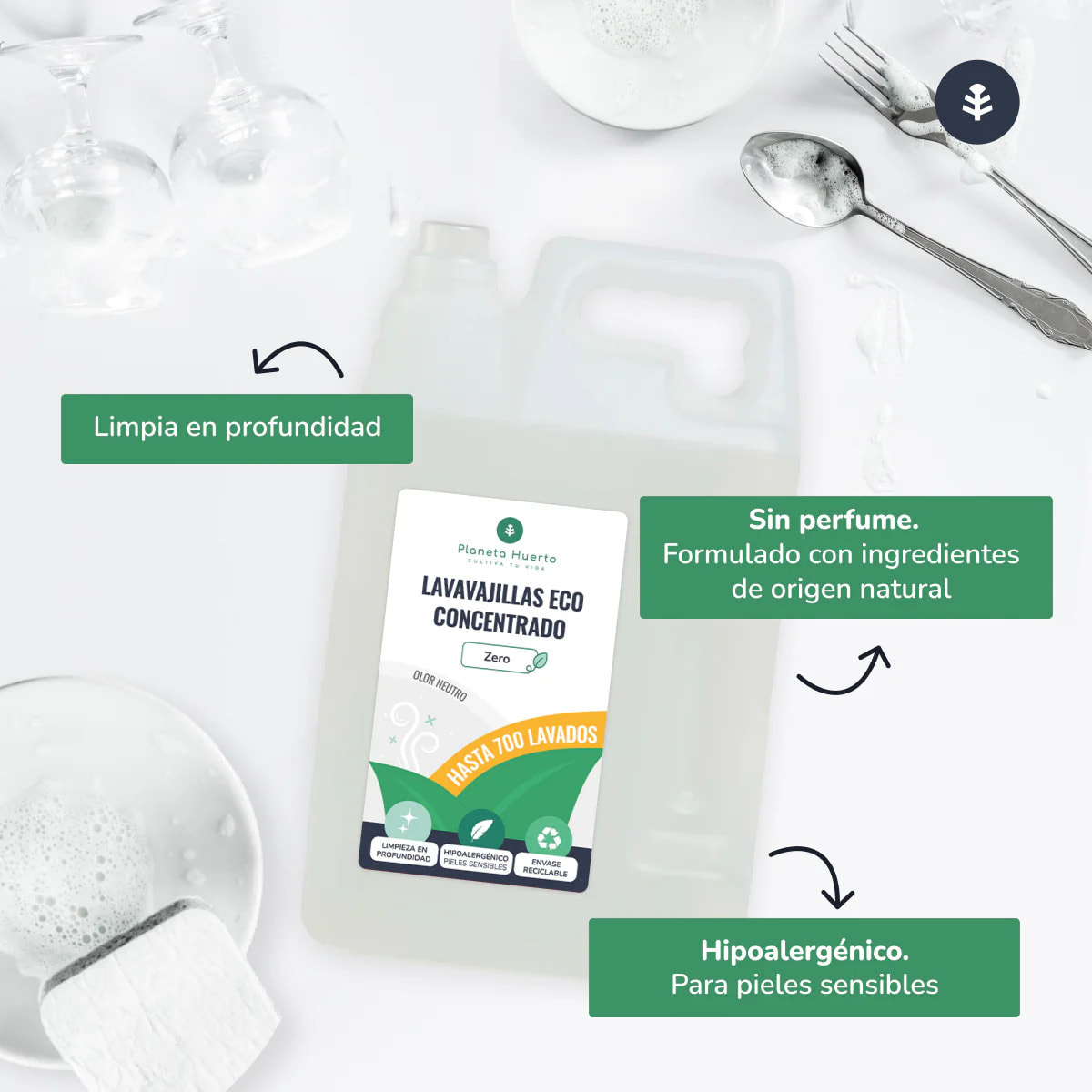 Lavavajillas Manual Hipoalergénico Sin perfume Eco Planeta Huerto 5l