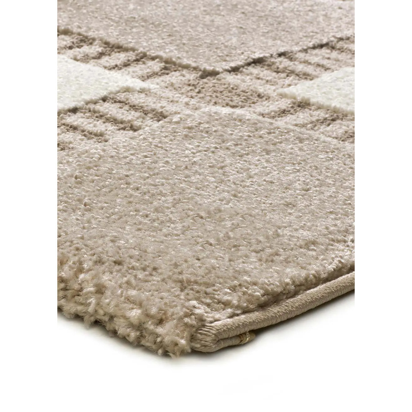 CANDELA Alfombra geométrica con relieve beige y blanco, varias medidas disponibles.