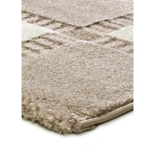 CANDELA Alfombra geométrica con relieve beige y blanco, varias medidas disponibles.