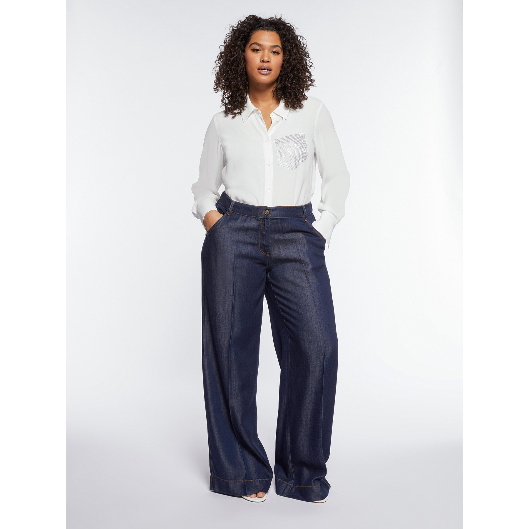 Fiorella Rubino - Pantaloni ampi in tencel - Blu