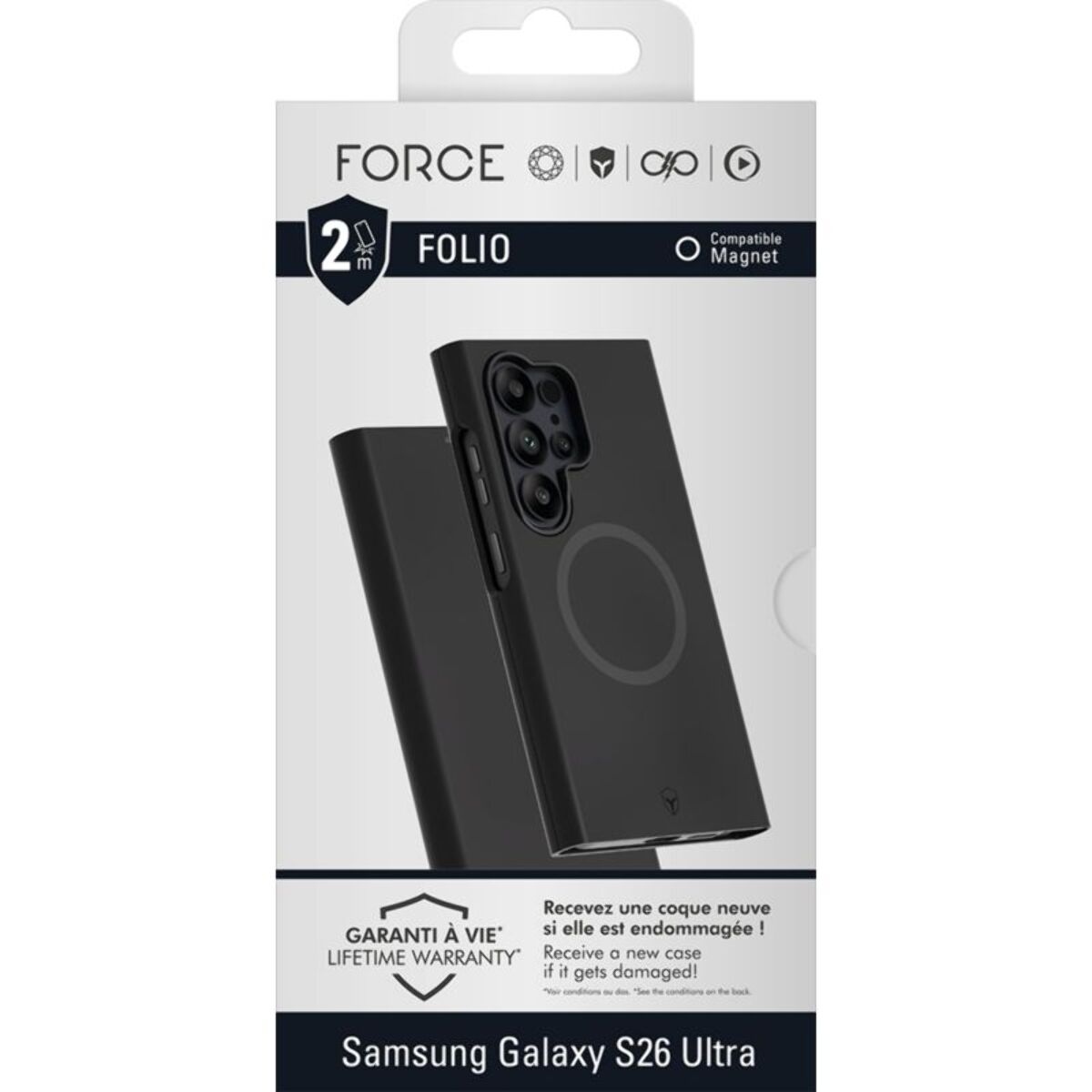 Coque FORCE CASE étui Magnet s26 ultra noir