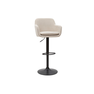 Tabourets de bar réglables tissu effet velours beige et métal (lot de 2) AMIKA