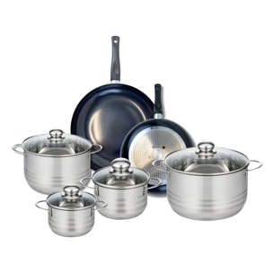 Ensemble de 2 Poêles de cuisson 24 et 28 cm et 4 faitouts 14, 16, 20 et 24 cm Elo Prima Brillant