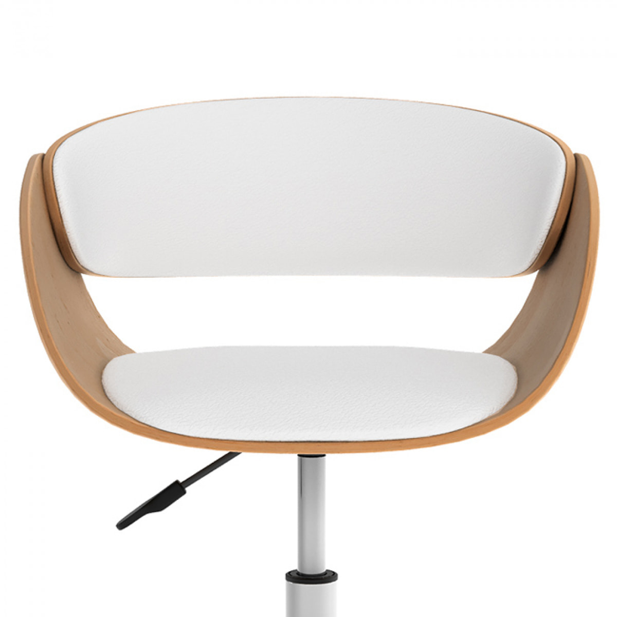 Chaise de bureau pivotante sur roulettes en bois et PU blanc - Adelmar