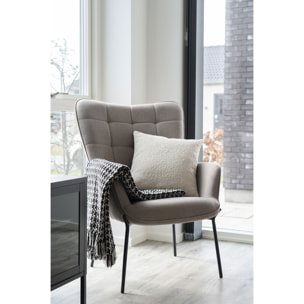 Plaid Side in cotone riciclato nero e beige 130x180 cm
