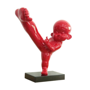 Statue bébé karaté en résine rouge H55cm - CHAN 01