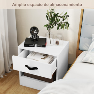 Pack de 2 Mesitas de Noche Mesillas de Noche Dormitorio Estrechas con Cajón y Compartimento Abierto para Salón 39x28x41 cm Blanco