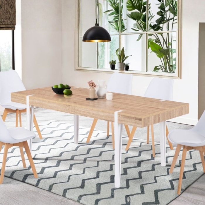 Table à manger Hudson bois et blanc 200cm