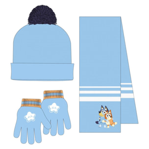 Conjunto gorro, guantes y tubo de cuello infantil "Bluey"