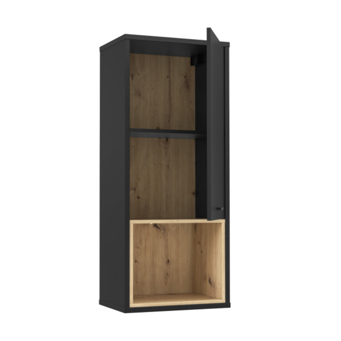 Armoire murale noire effet bois de chêne 1 porte réversible - DORY