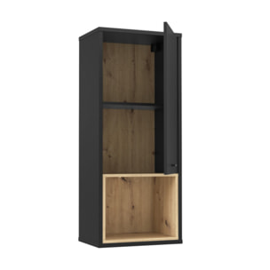 Armoire murale noire effet bois de chêne 1 porte réversible - DORY