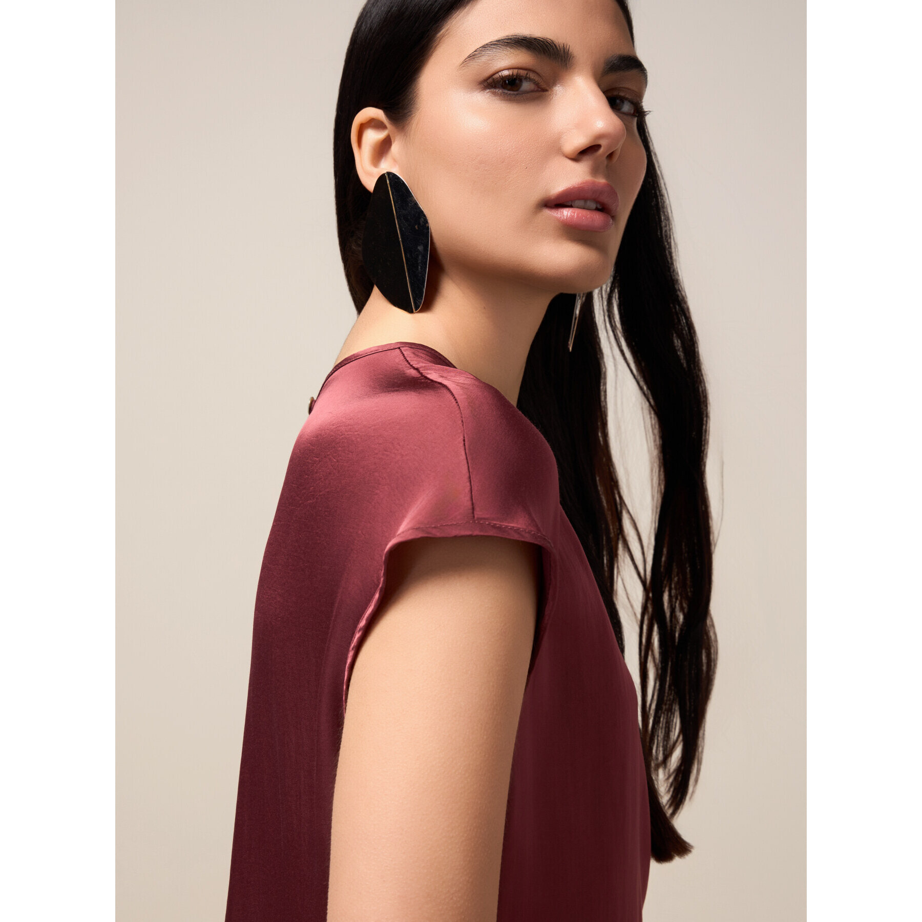 Oltre - Blusa de satén de viscosa - Burgundy