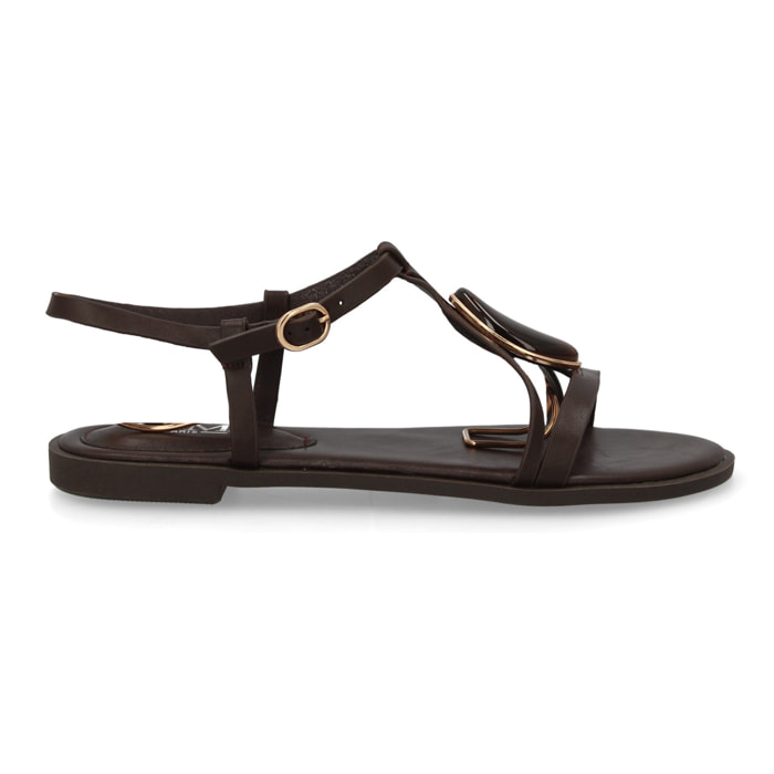 Sandalia plana mujer elegante con adorno de piedra