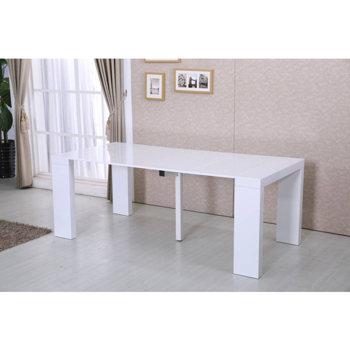 Table repas extensible "Dina" - 200/40 x 94 x 75 cm - Blanc laqué