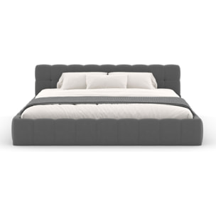 PRINCETON Lit nuage 140x190cm en velours gris