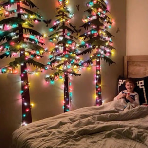 guirnalda con 80 luces led multicolor con temporizador y cable transparente