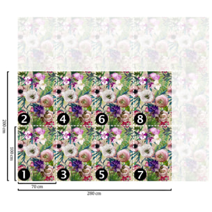 Carta da Parati Floreale con Fiori Rosa