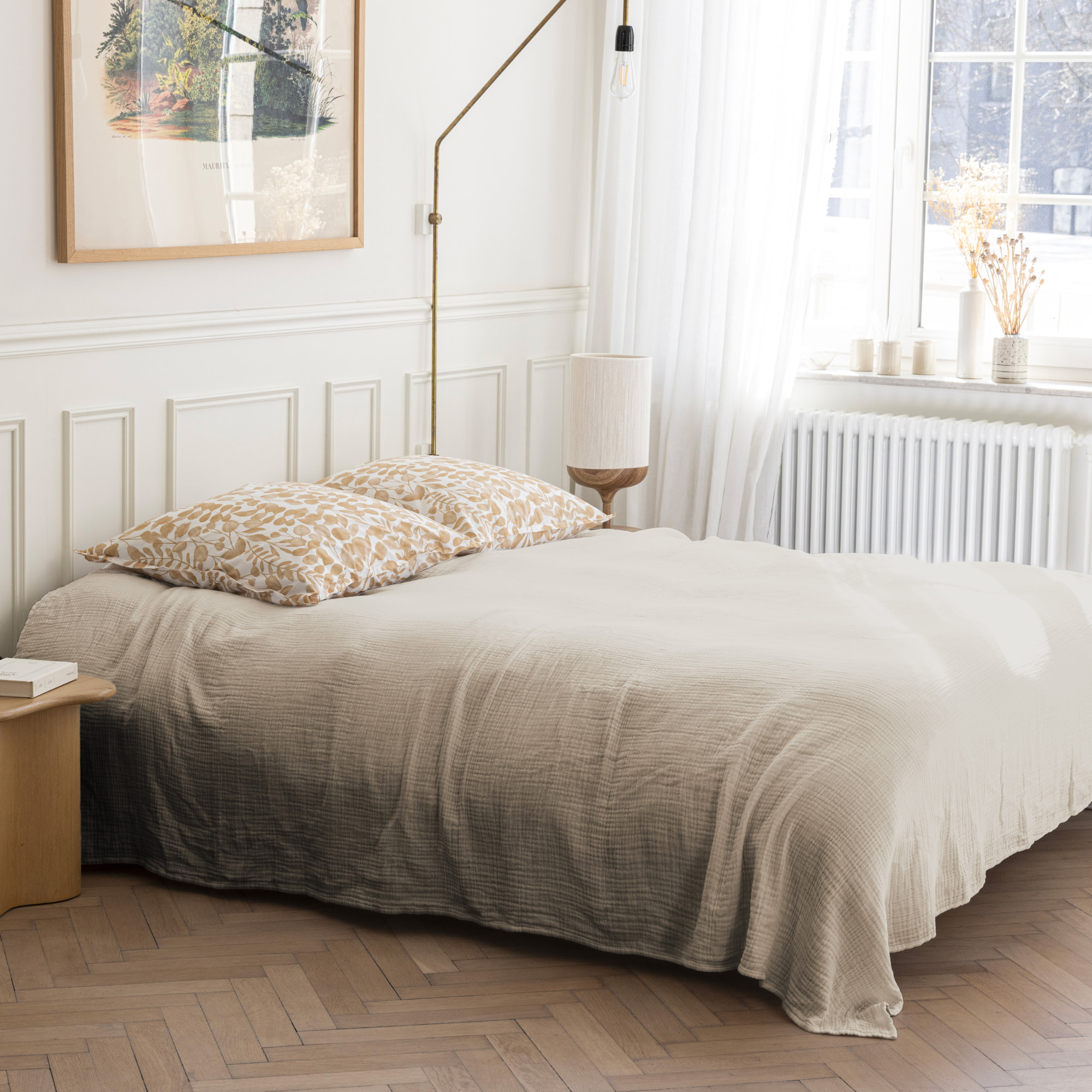 Couvre-lit en gaze de coton, NATURELLEMENT GAUFRÉ