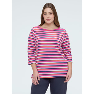 Fiorella Rubino - T-shirt in jersey a righe multicolor - Fucsia