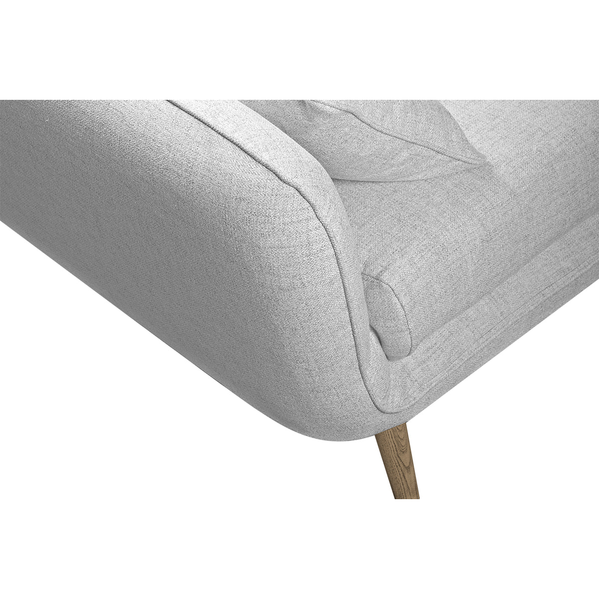 Canapé d'angle droit scandinave 5 places en tissu gris clair chiné et bois clair CREEP