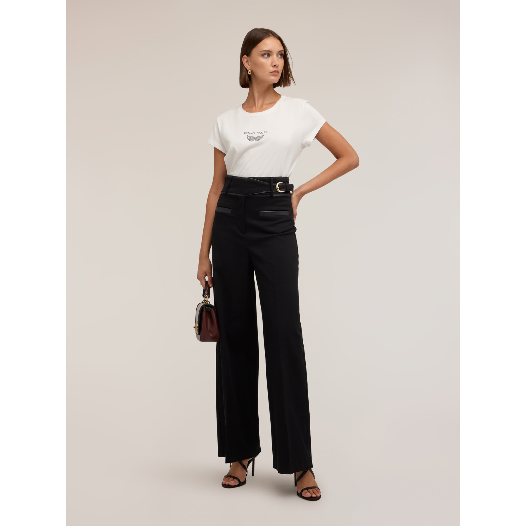 Motivi - T-shirt con scritta e ali in strass - Bianco