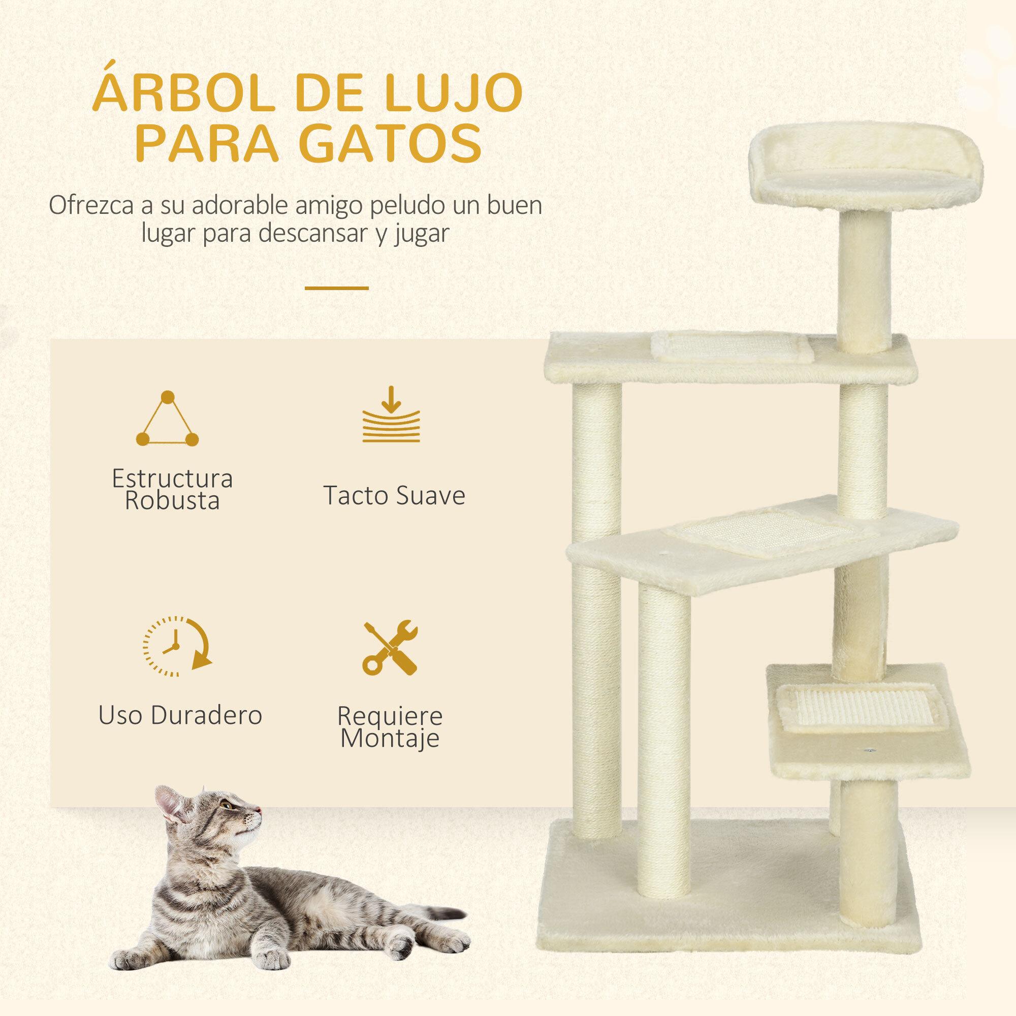 Árbol Rascador de Gato de Sisal Natural 50x50x100cm Beige