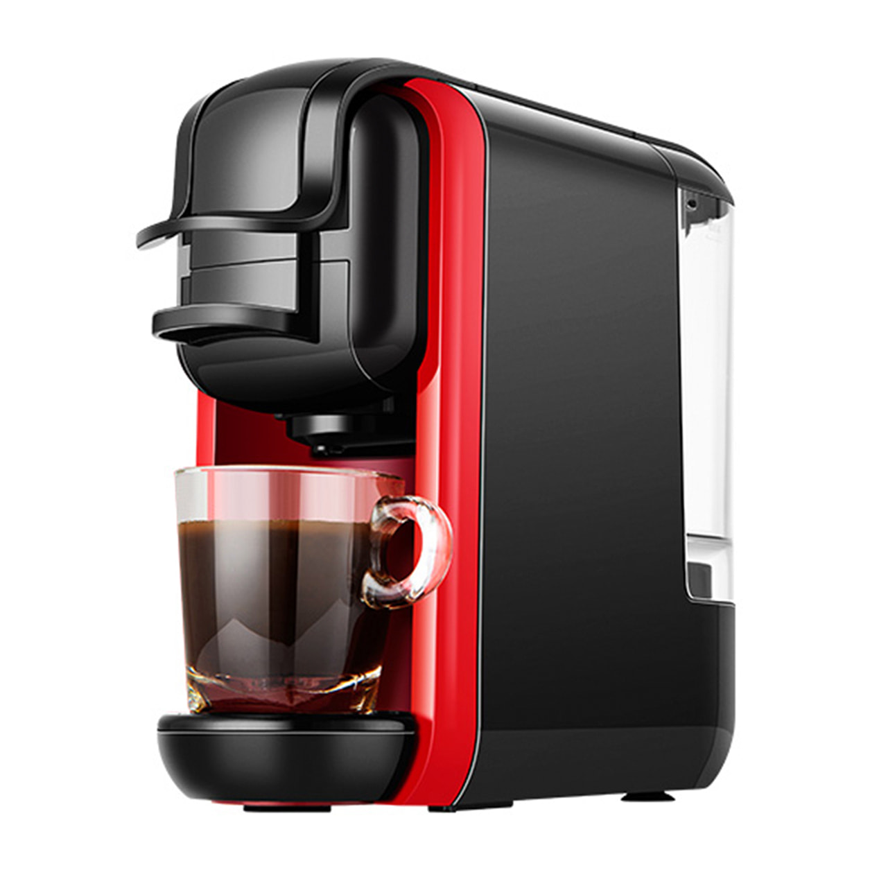 Cafetera multifunción de 1450 W y 19 bar, compatible con cápsulas y café molido. Con depósito de agua extraíble de 0,6 L.