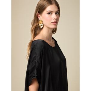 Oltre - Blusa asimmetrica in raso - Nero