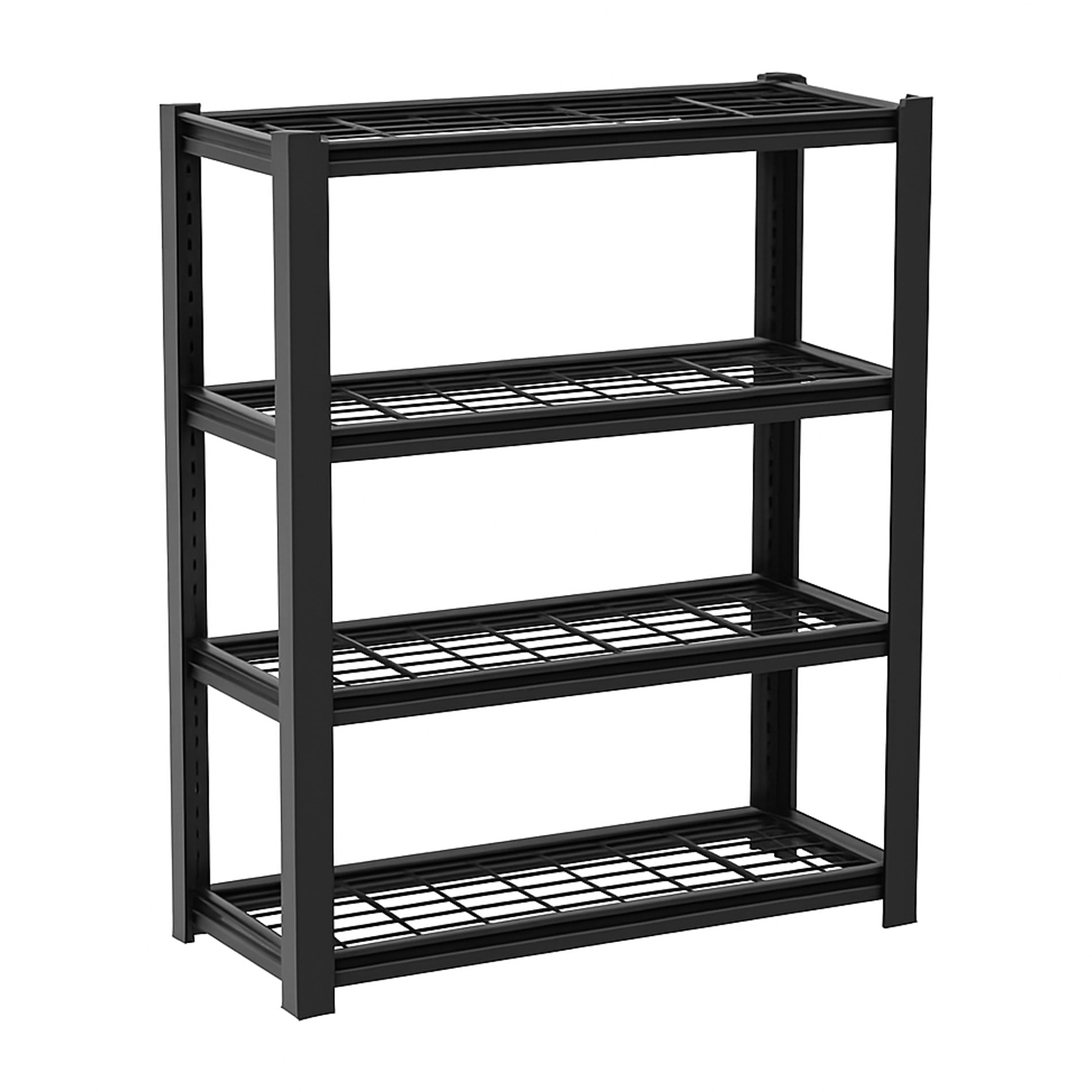 Mesh 150 - Scaffale in Metallo 150x100x50 cm con 4 Ripiani in Reticolato Portata 1365Kg Nero