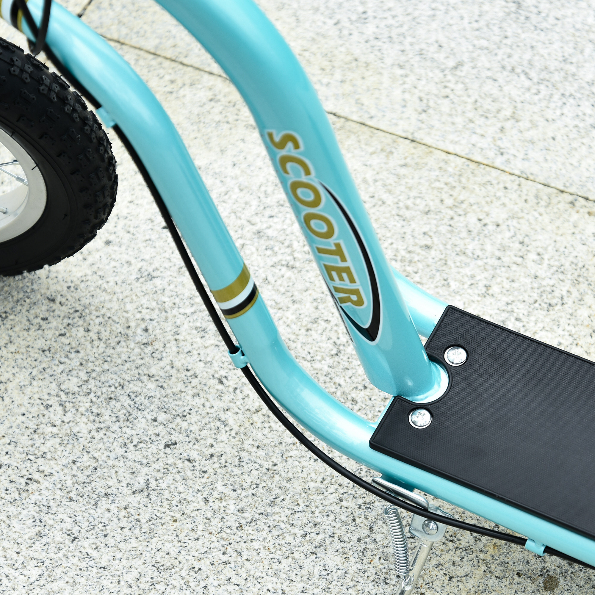 Trottinette Patinette pour Enfants Plus de 5 Ans Grands Pneus Guidon Réglable 2 Freins Contrôlés par Poignée Béquille Latérale 120 x 58 x 85-95 cm Bleu